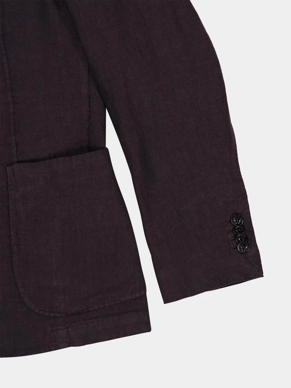 Brown Linen Two-Button Blazer