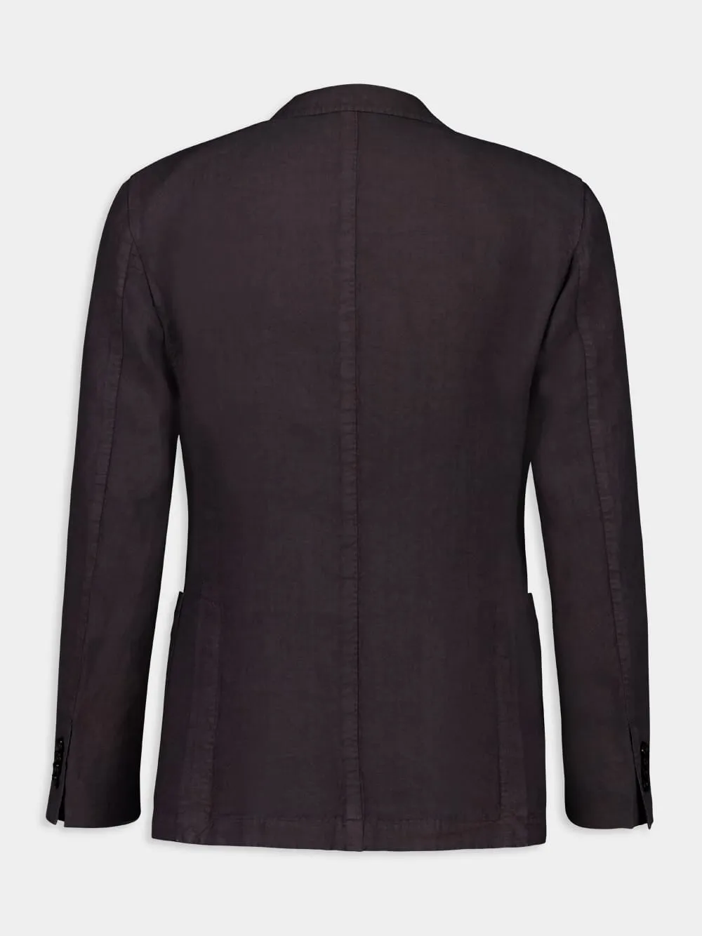 Brown Linen Two-Button Blazer