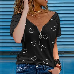 Bruick® | Relaxed Blouse With Zip Fastening And Short Sleeves