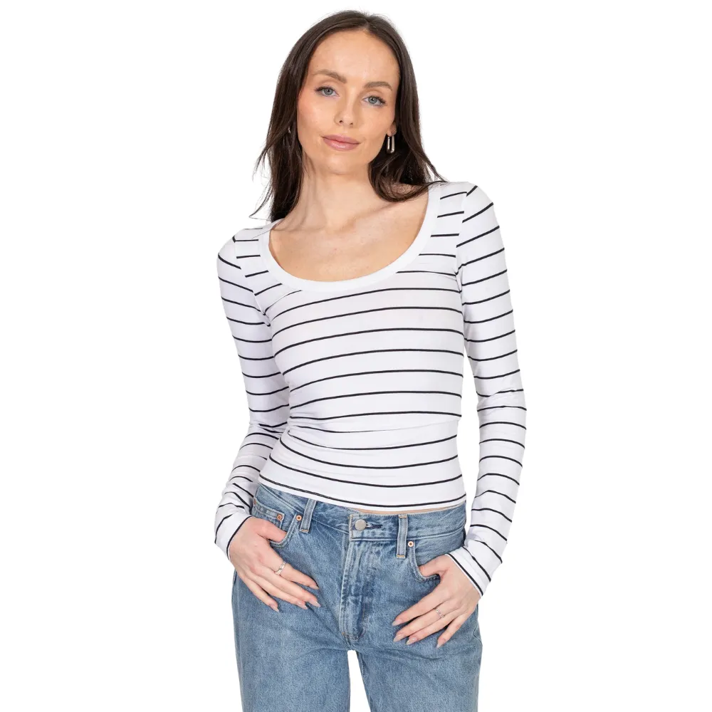 Brunette Scoop Neck LS Tee