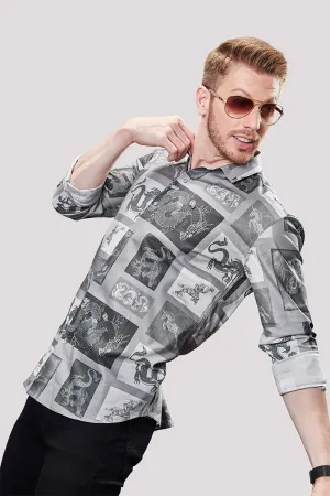 Bryce Grey Abstract Printed Shirt