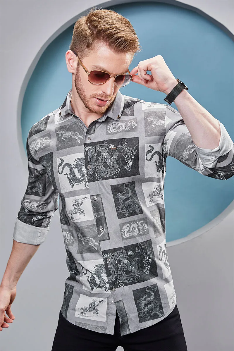 Bryce Grey Abstract Printed Shirt