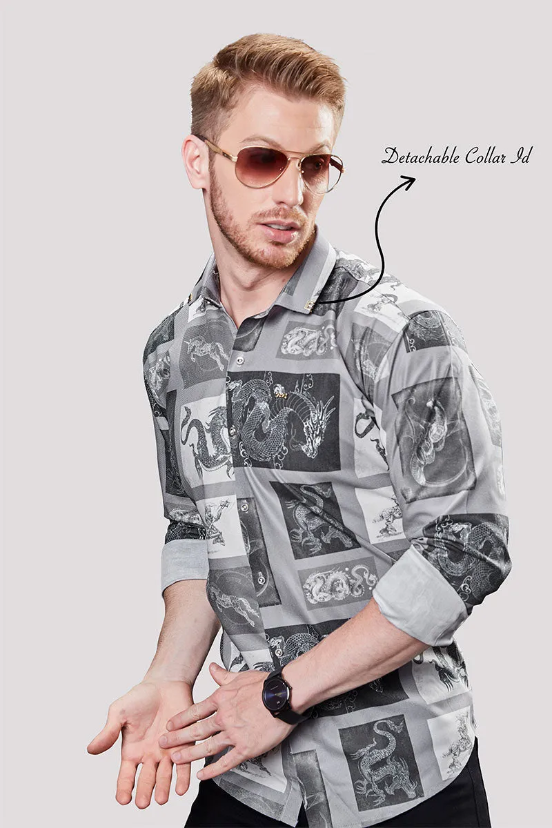 Bryce Grey Abstract Printed Shirt