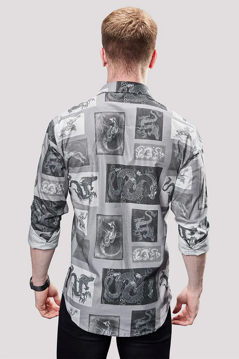 Bryce Grey Abstract Printed Shirt