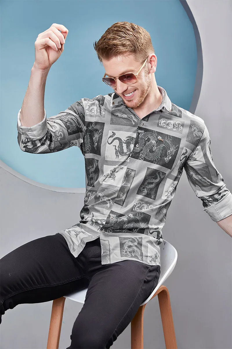 Bryce Grey Abstract Printed Shirt