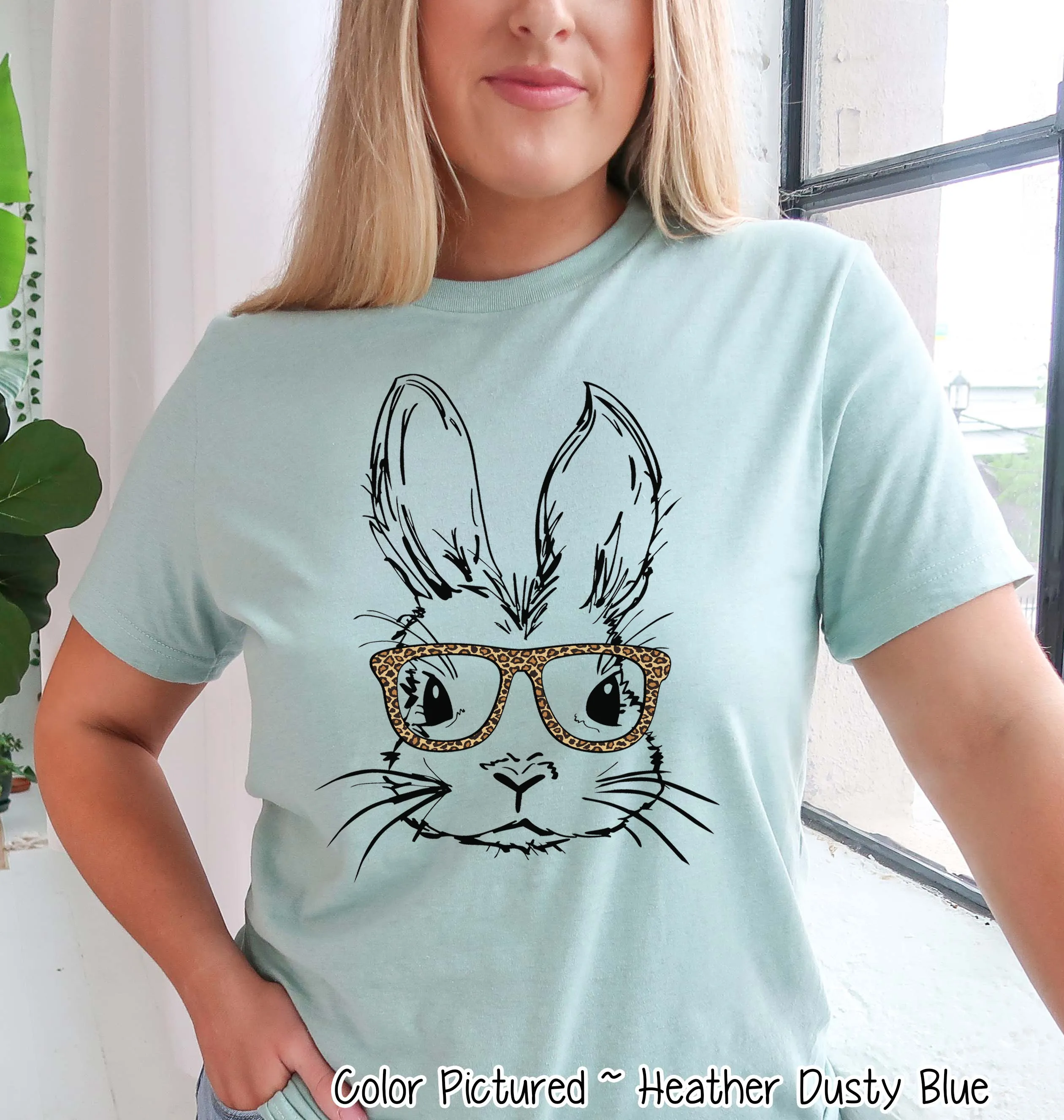 Bunny with Leopard Glasses Easter Tee