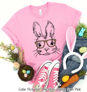 Bunny with Leopard Glasses Easter Tee