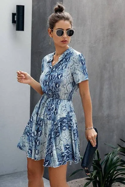 Buttoned Wild Print Dress