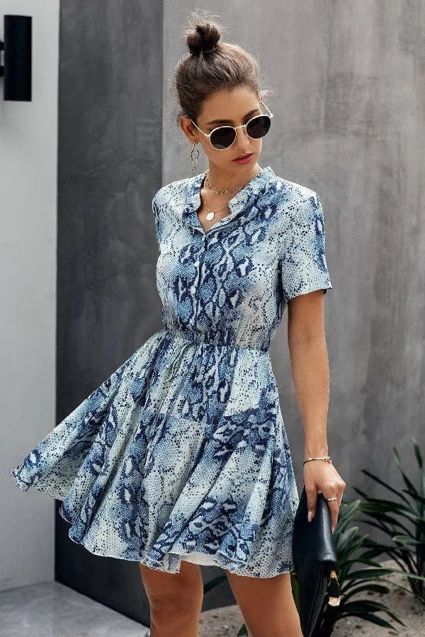 Buttoned Wild Print Dress