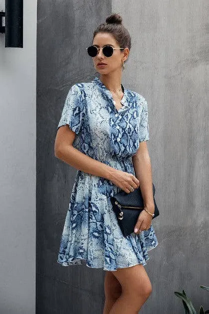 Buttoned Wild Print Dress