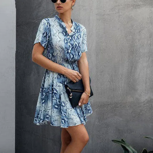 Buttoned Wild Print Dress