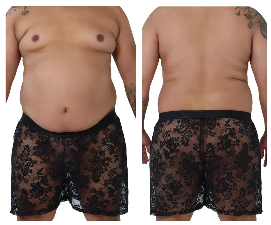 CandyMan 99464X Lace Shorts Black Plus Sizes