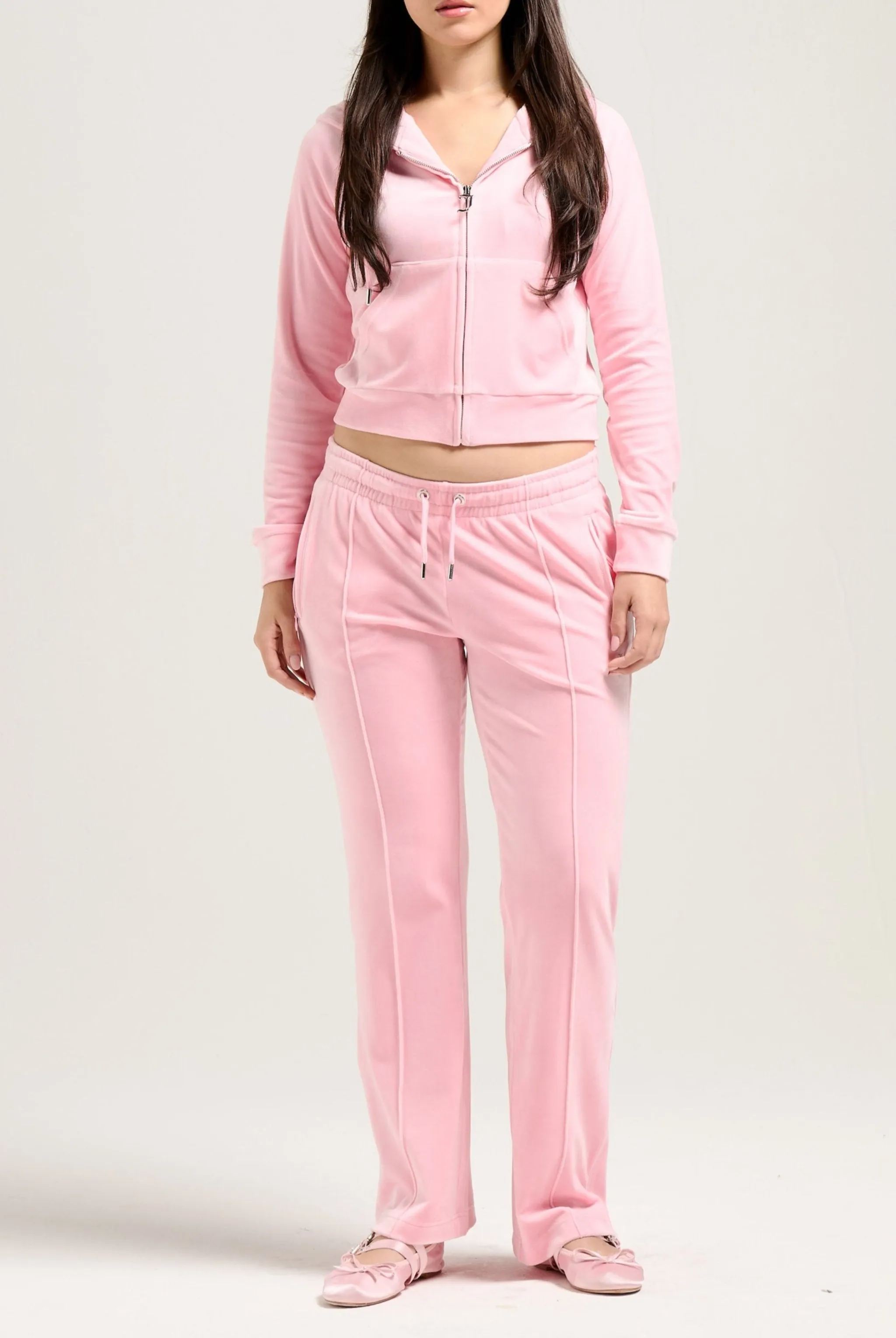 'CAPRICORN' JUICY PINK DIAMANTÉ VELOUR ZIP-THROUGH HOODIE