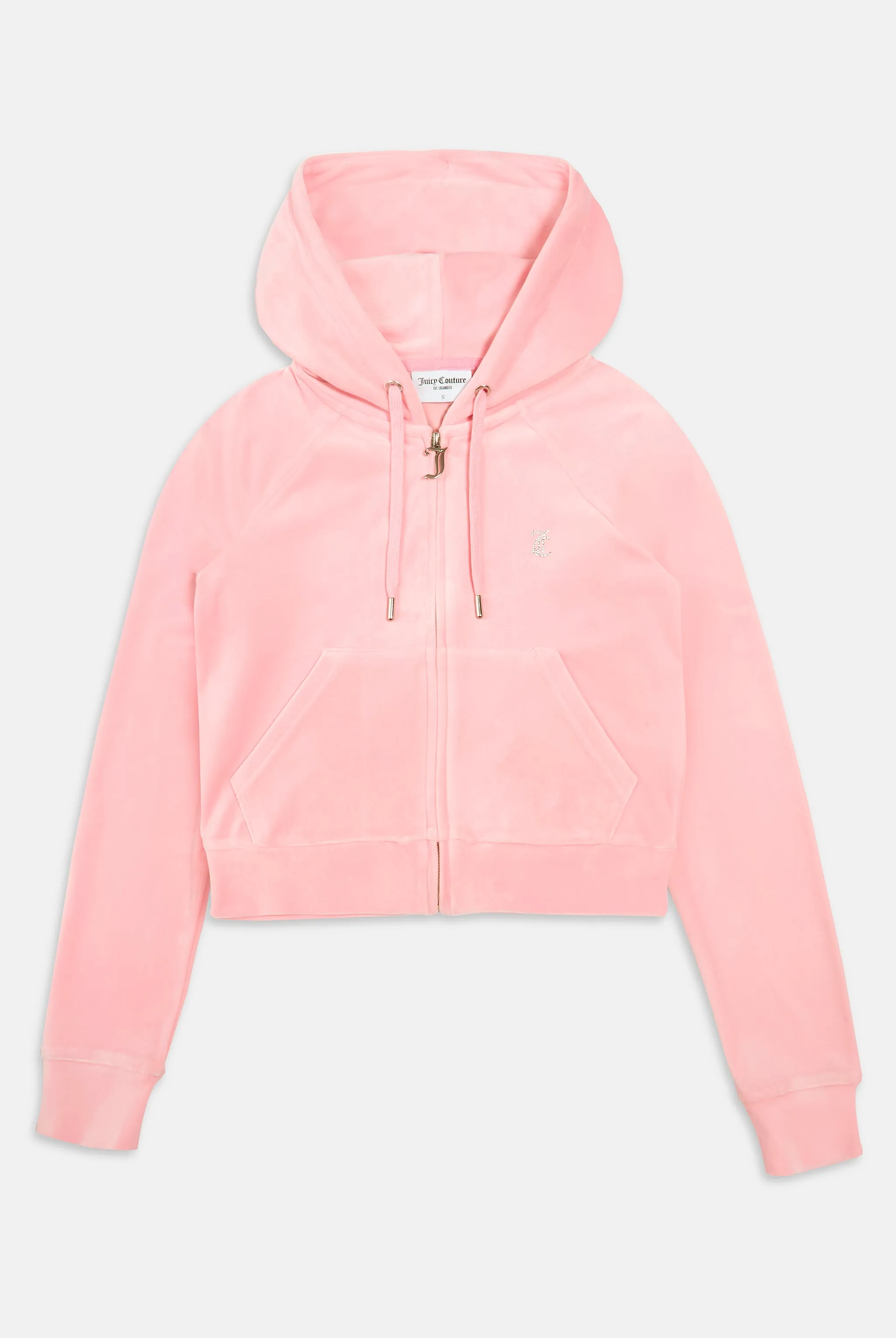 'CAPRICORN' JUICY PINK DIAMANTÉ VELOUR ZIP-THROUGH HOODIE