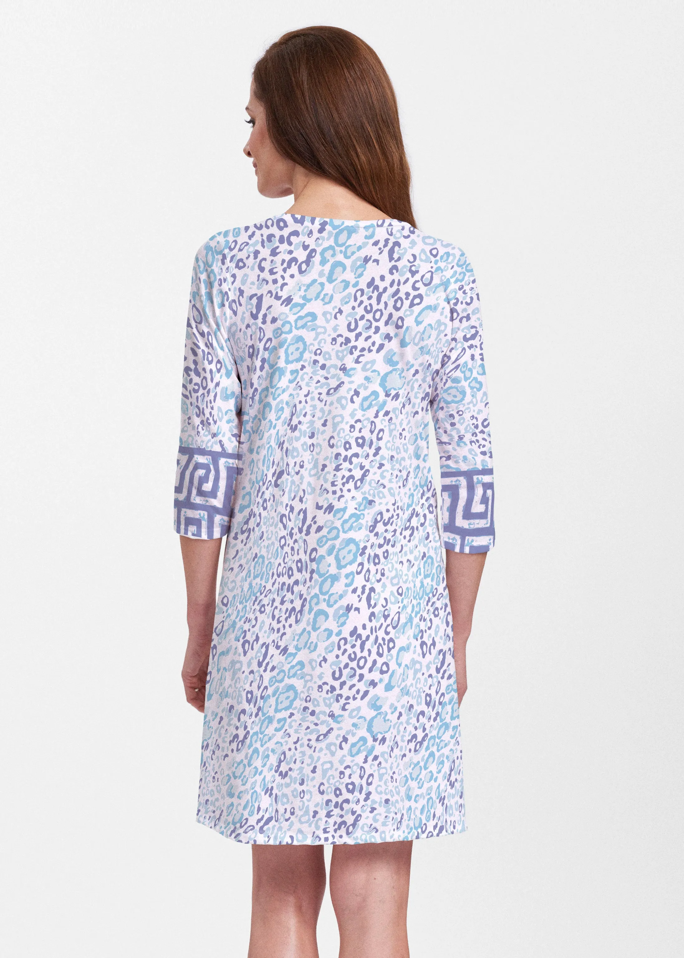 Cat Blue (7755) ~ Classic V-neck Swing Dress