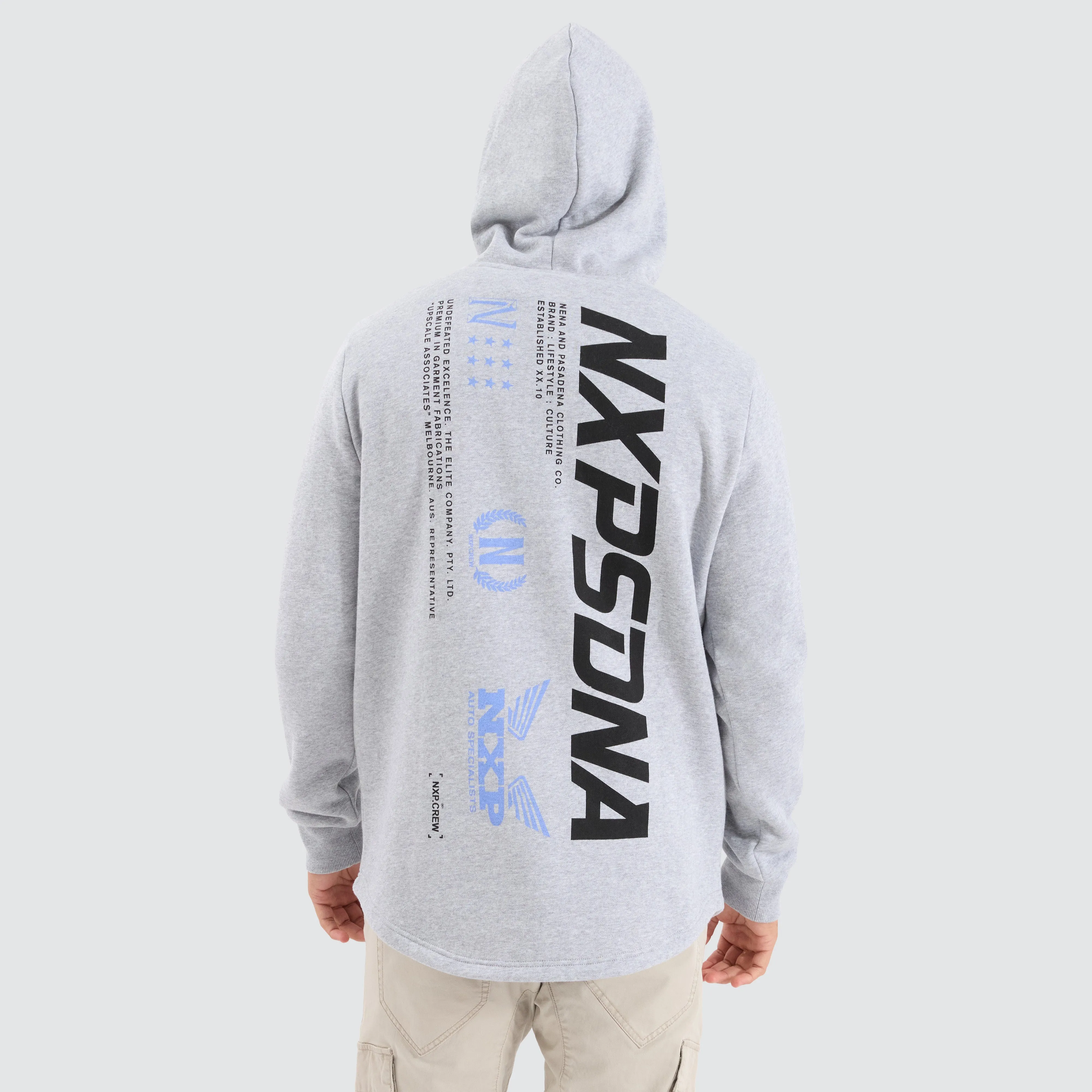 Centaur Dual Curved Hoodie Grey Marle