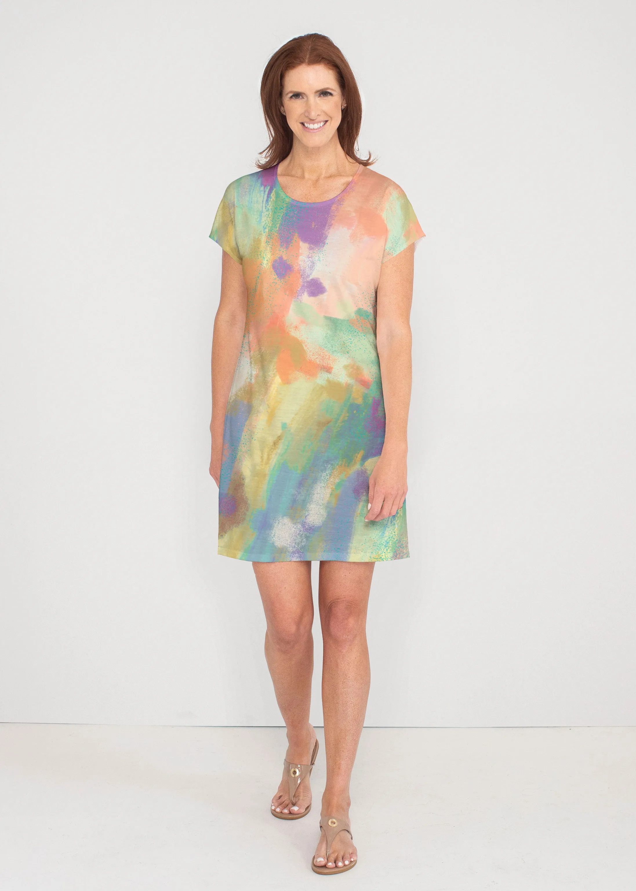 Chalk Of Dreams (17278) ~ French Terry Short Sleeve Crew Dress