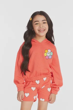 Chaser - Smiley Flowers & Hearts Hoodie - Flame