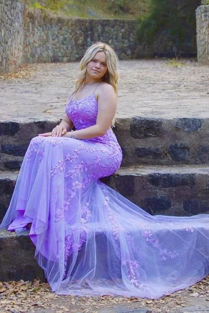 Cheap Lilac Lace Prom Dresses 2025 Mermaid Backless Violet Formal Dresses Outfits