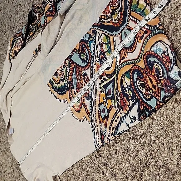 Chico's Paisley Print Open Front Cardigan Size 3 XL Layering Longline Boho