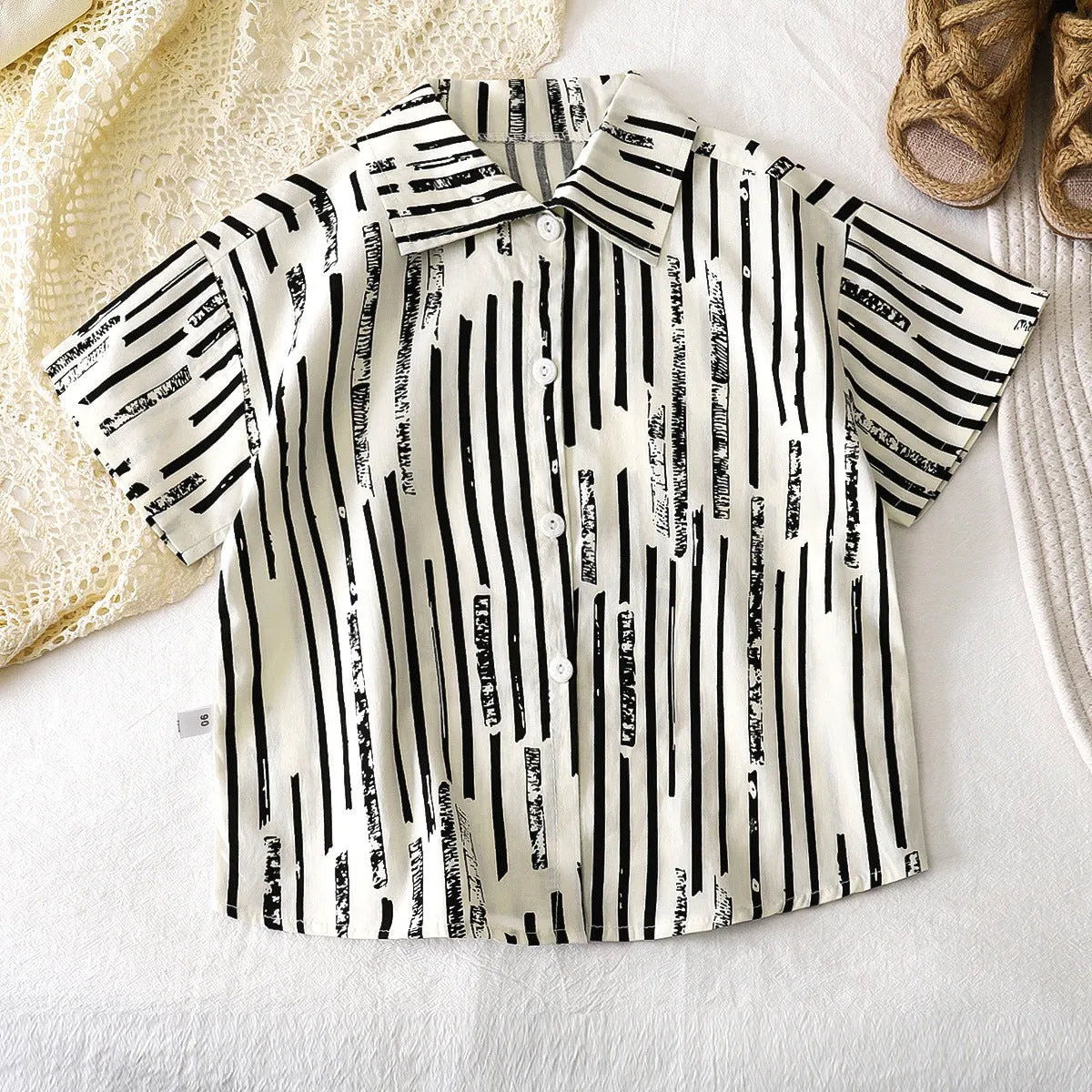 Children's shirts summer pure cotton new boys Korean version short-sleeved baby shirts floral children's tops children's clothing