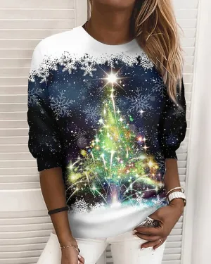 Christmas Print Crewneck Sweatshirt