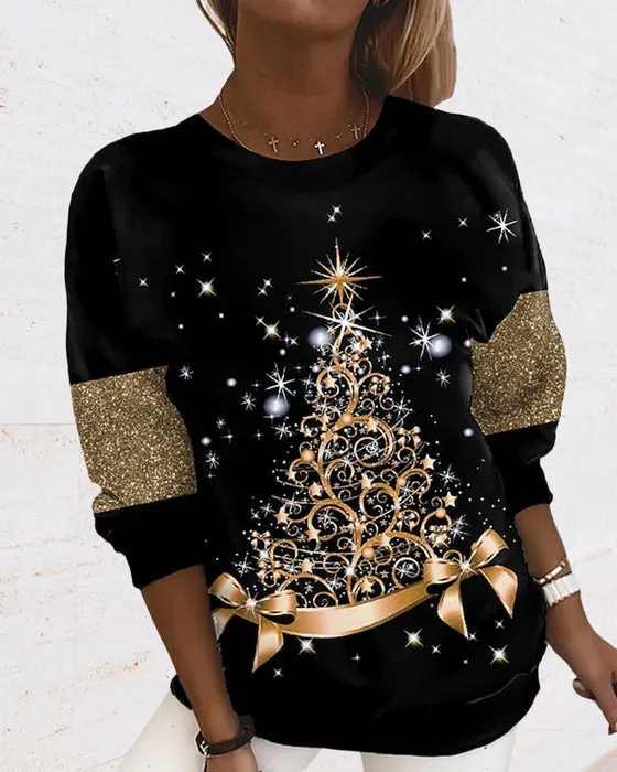 Christmas Print Crewneck Sweatshirt
