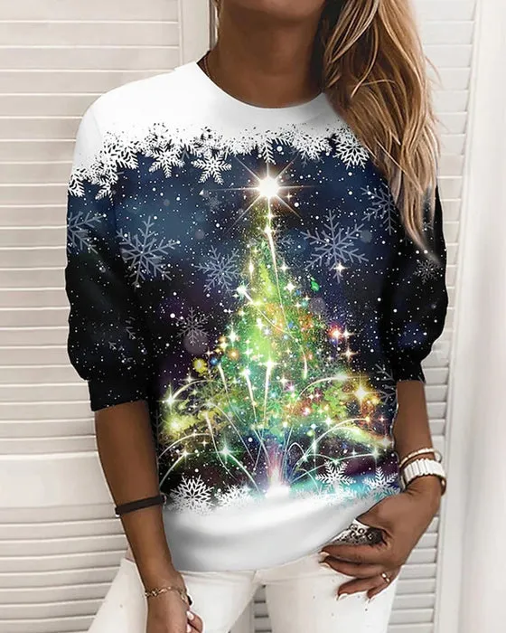 Christmas Print Crewneck Sweatshirt