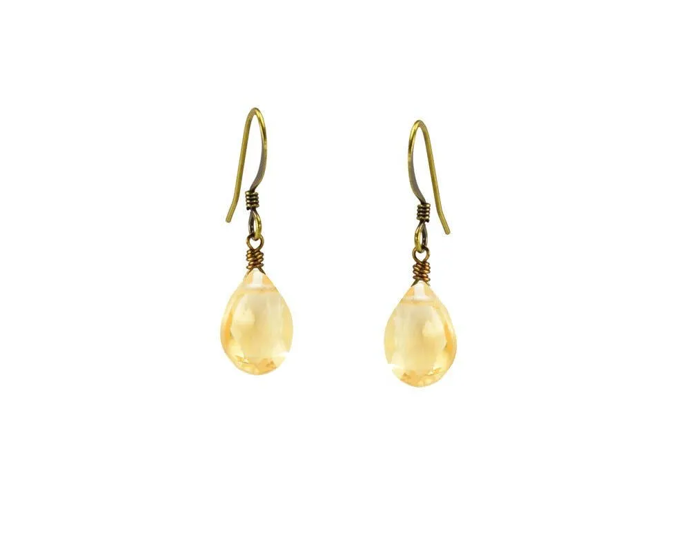Citrine Teardrop Stone Earrings