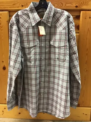 CL03-001-0278-4041-L-Gry Plai Mens Roper L/S Snaps Coal Creek Check