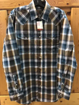 CL03-001-0778-7021-XLT-Brn/Blue Roper Shirt L/S Chocolate Plaid - Snaps