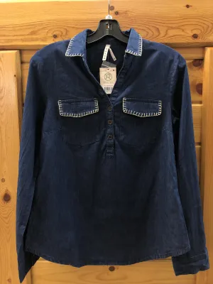 CL03-050-0594-5052-XS-Denim Ladies Denim Pullover Shirt L/S