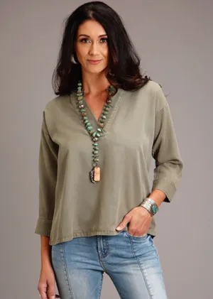 CL11-050-0565-2015 Womens Stetson L/S Shirt Olive Tencel Pullover