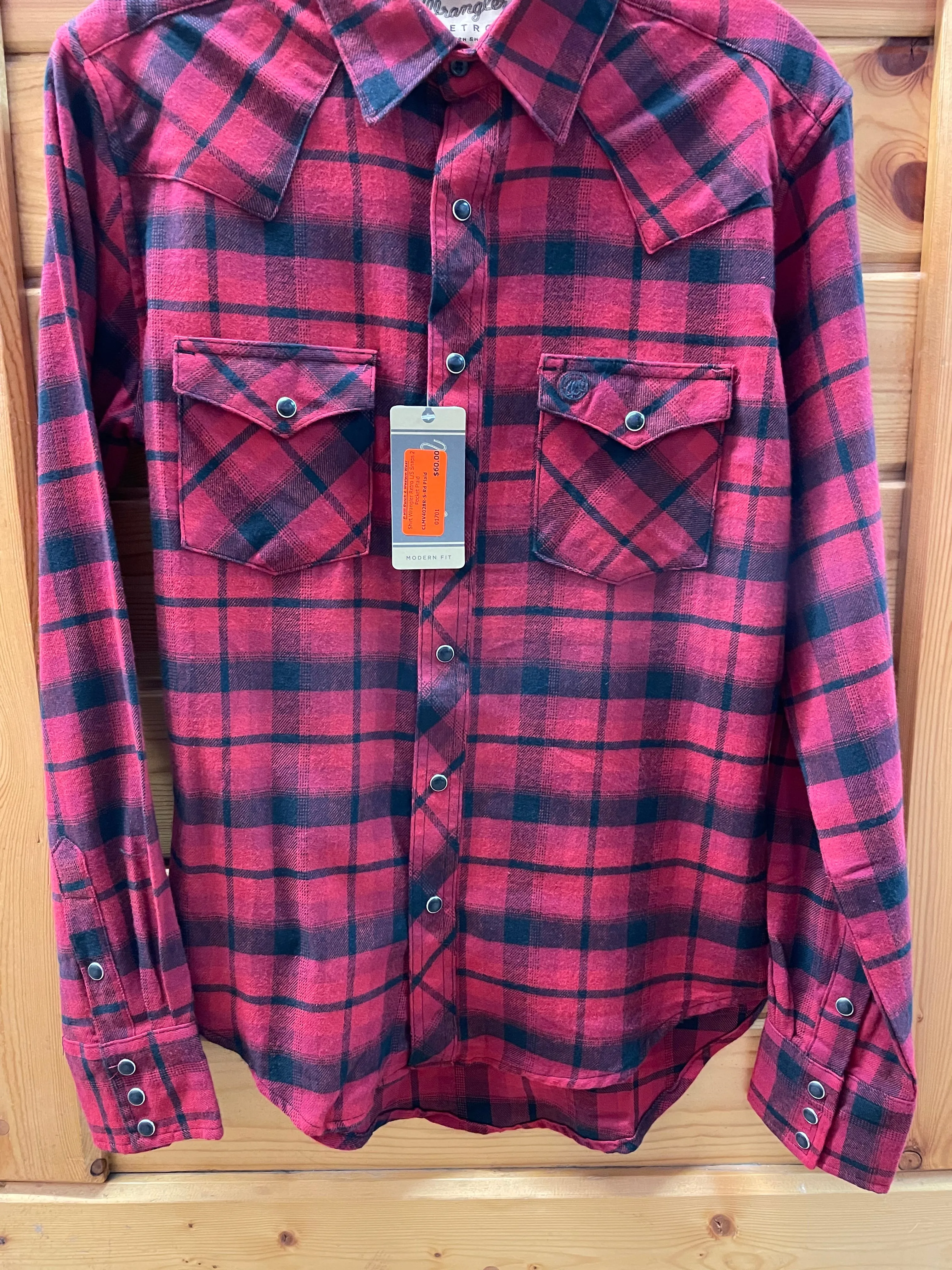 CLMV4028R Shirt Wrangler Retro L/S Snaps 2 Pocket Plaid