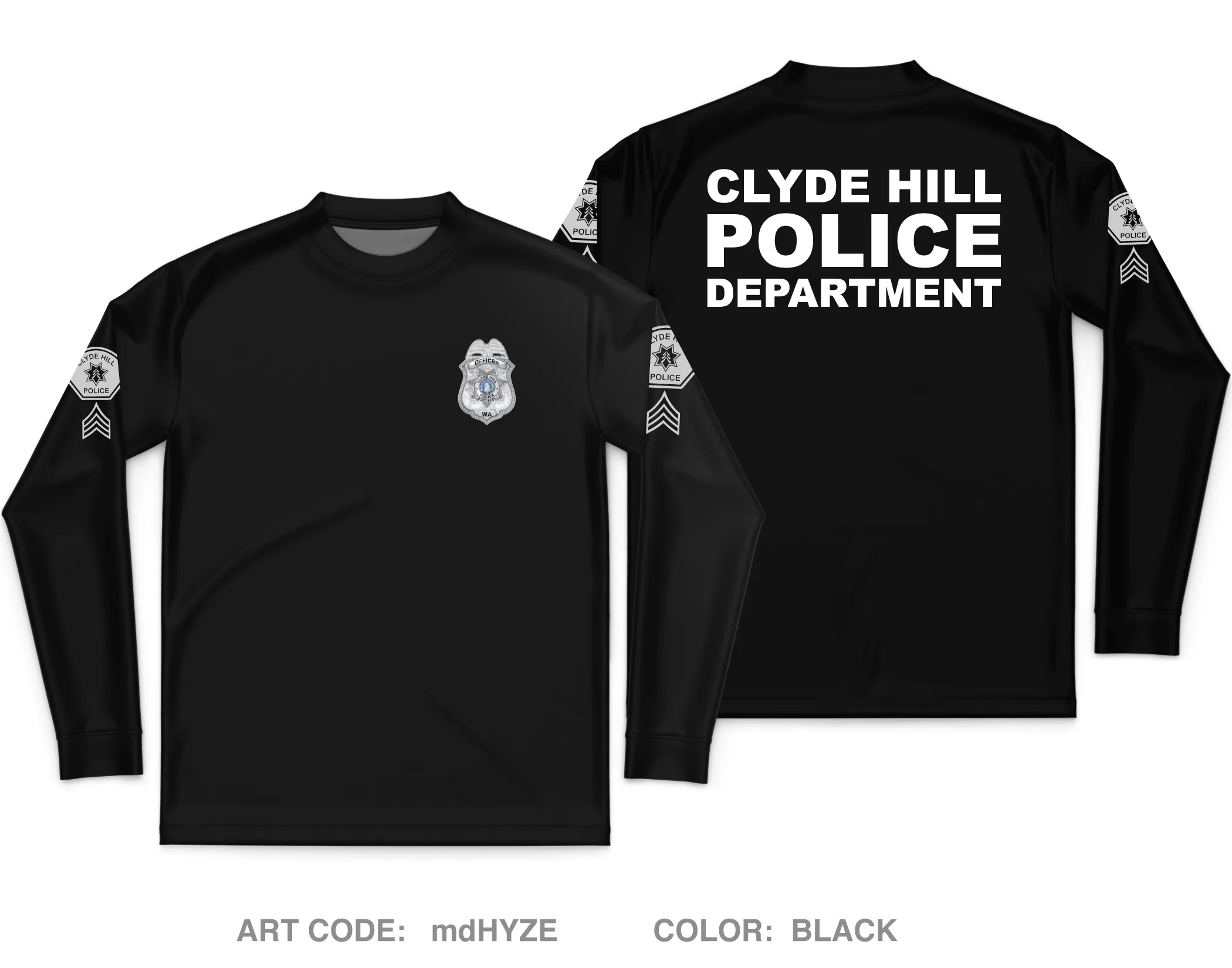 Clyde Hill Police Department Store 1 Core Men's LS Performance Tee - mdHYZE