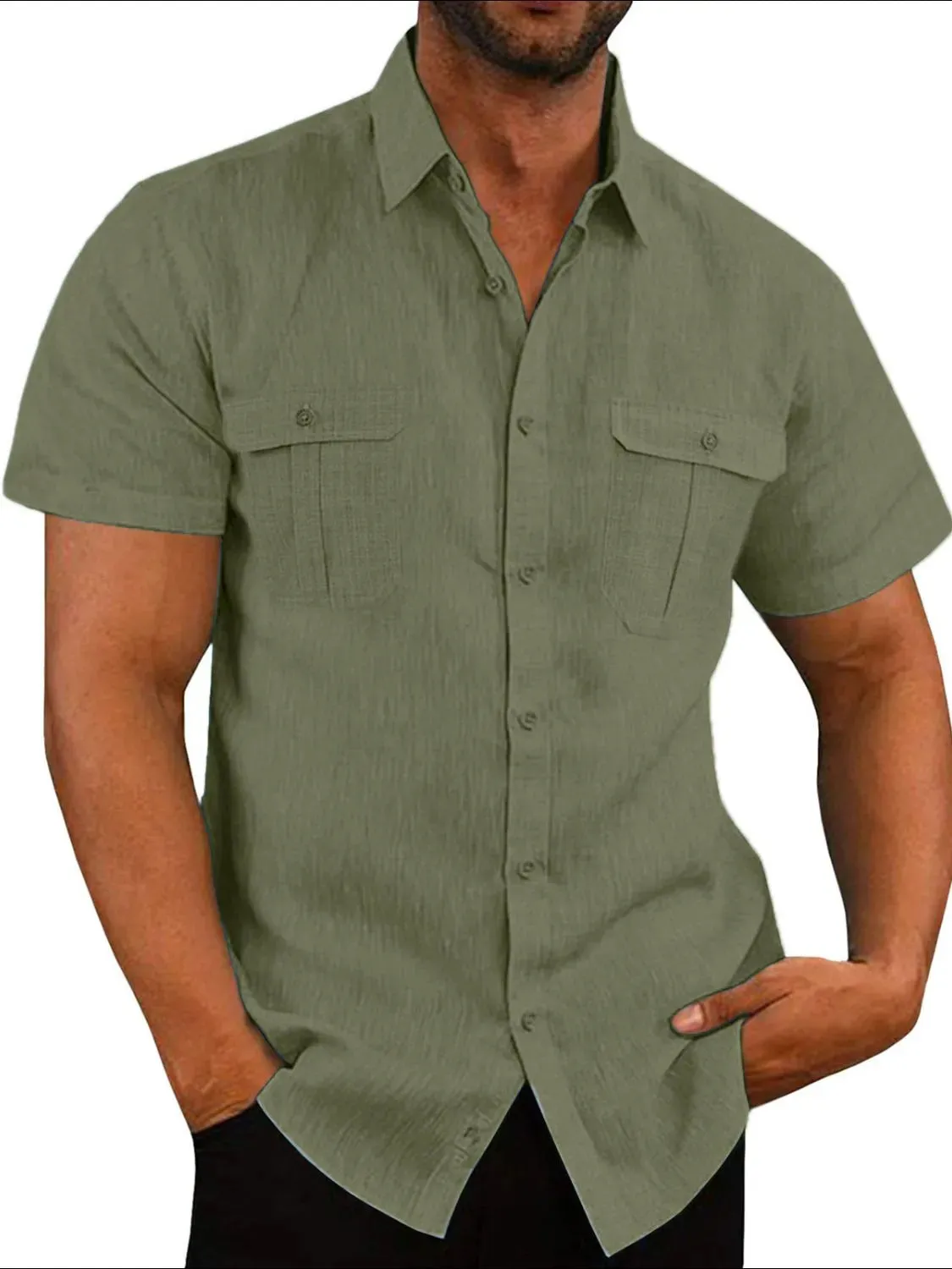 Collared Neck Short Sleeve Shirt