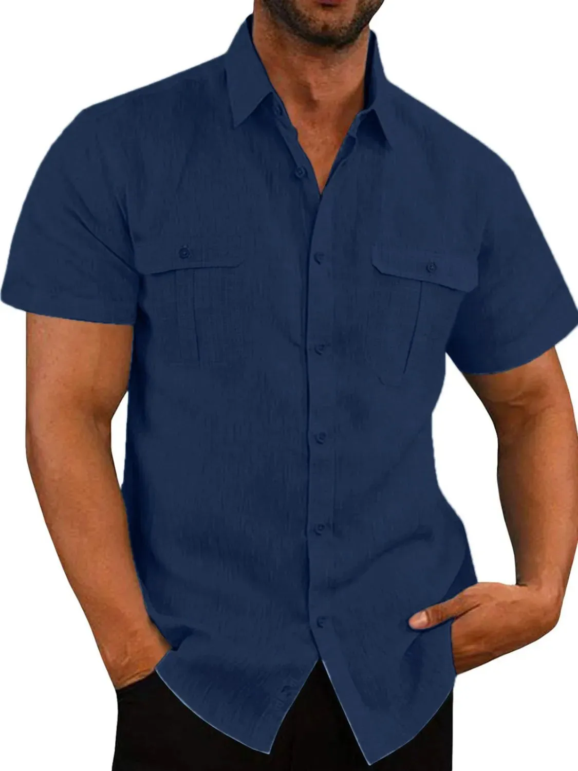 Collared Neck Short Sleeve Shirt