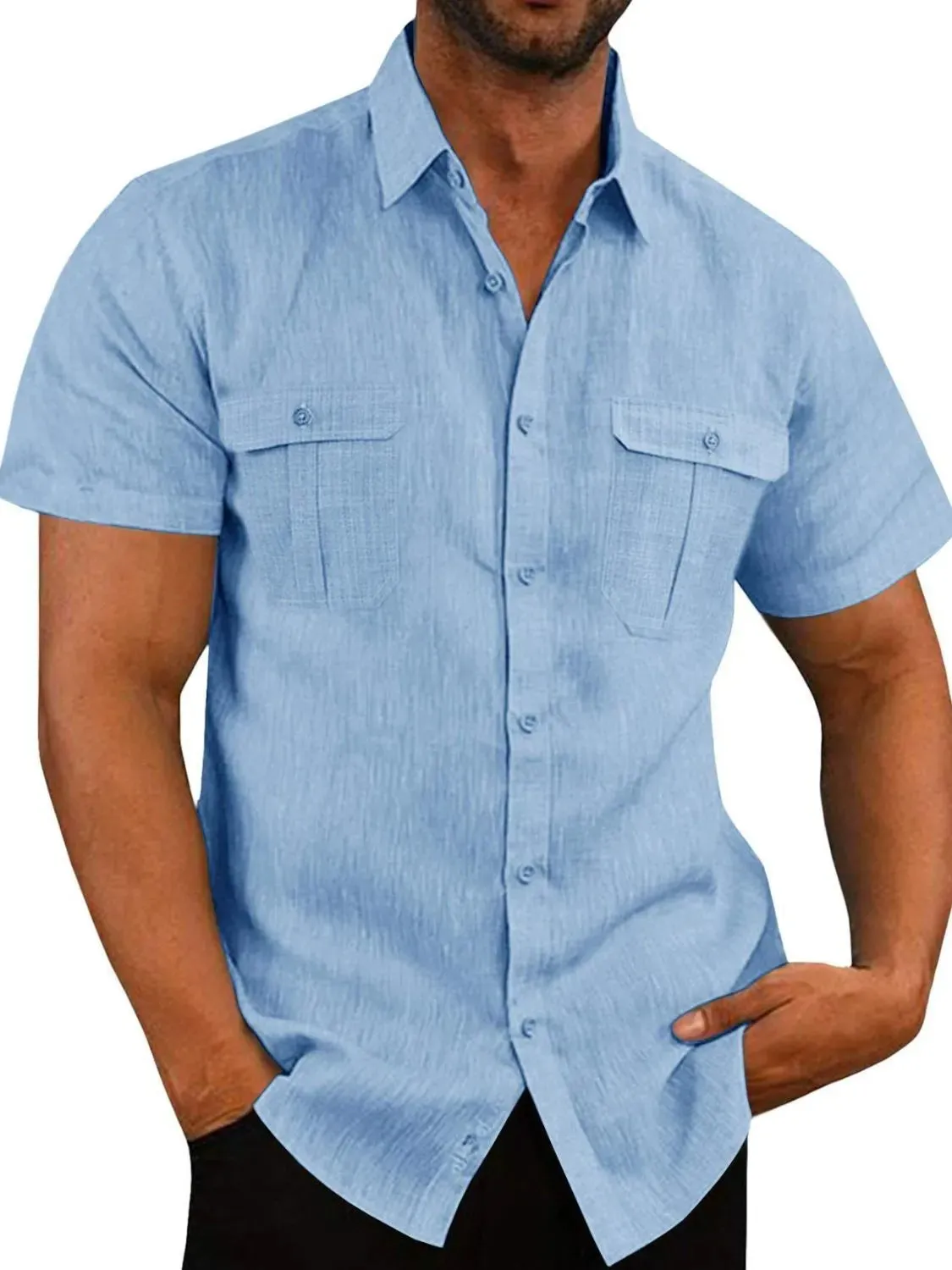 Collared Neck Short Sleeve Shirt
