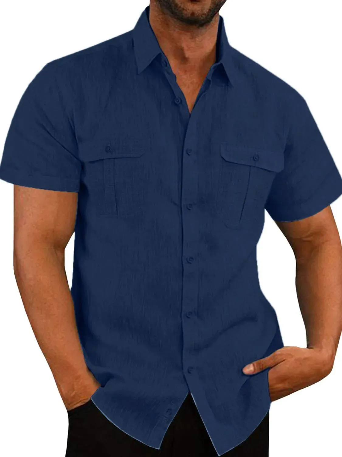 Collared Neck Short Sleeve Shirt