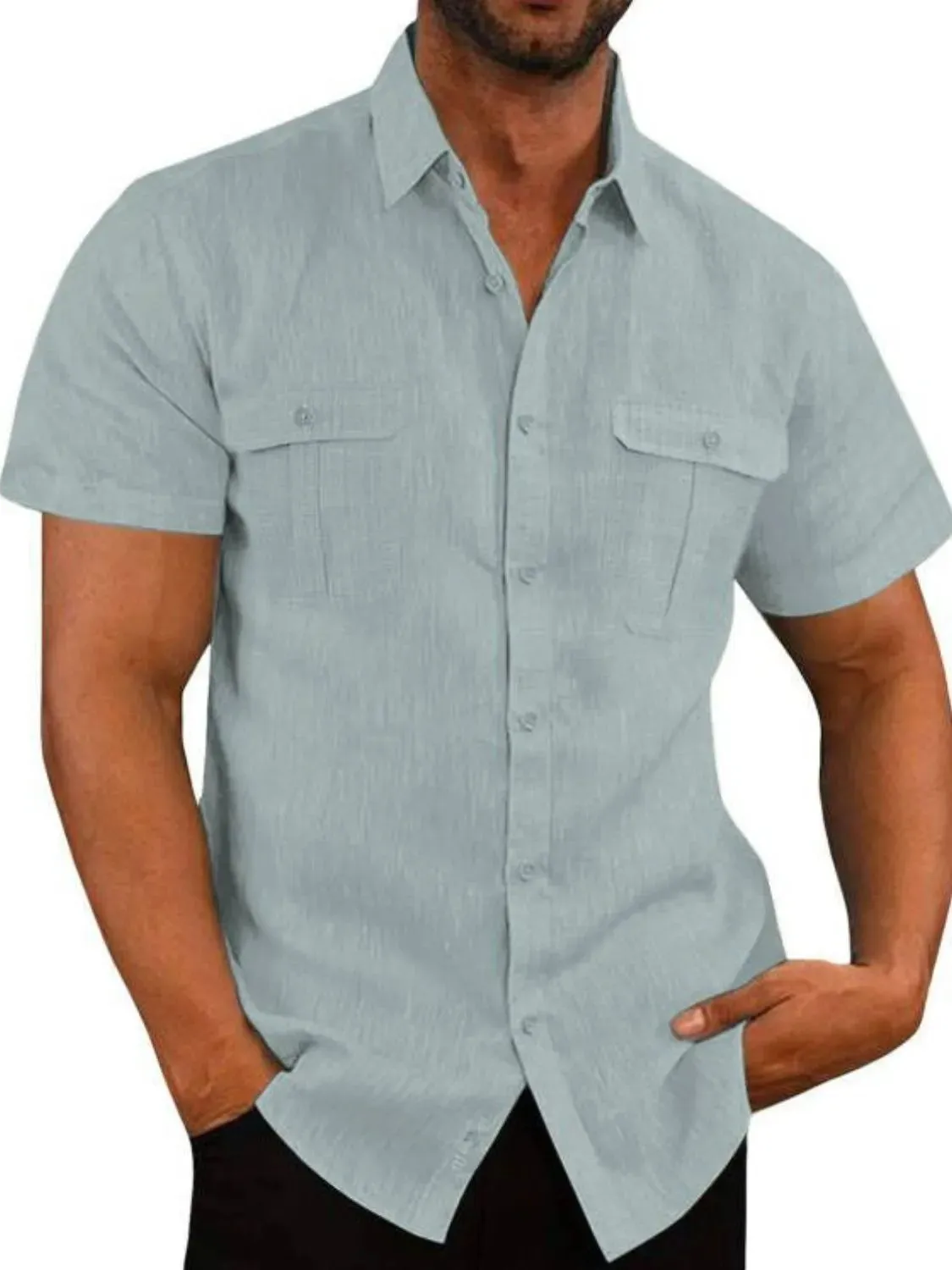 Collared Neck Short Sleeve Shirt