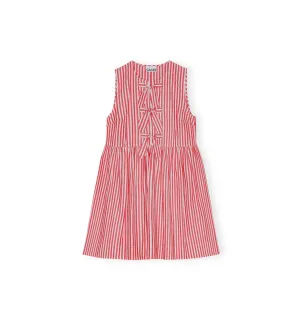 COTTON MINI BOW TIE DRESS | RED STRIPE