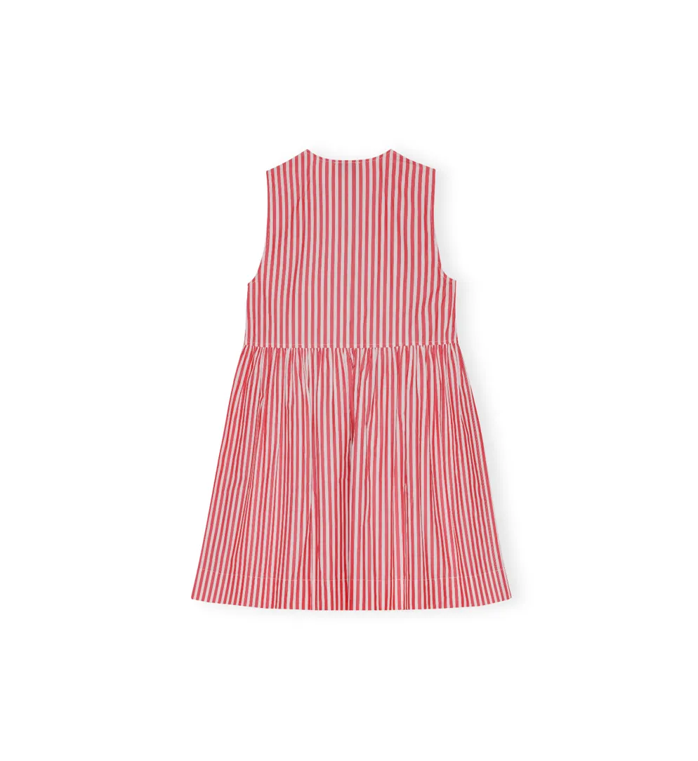 COTTON MINI BOW TIE DRESS | RED STRIPE