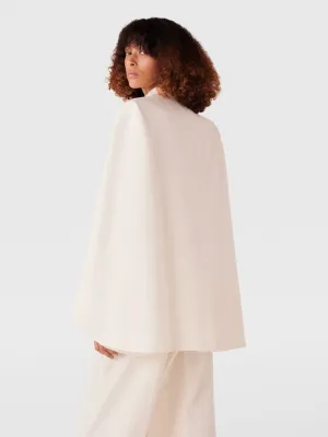 Cream Cape-Sleeve Wool Blazer