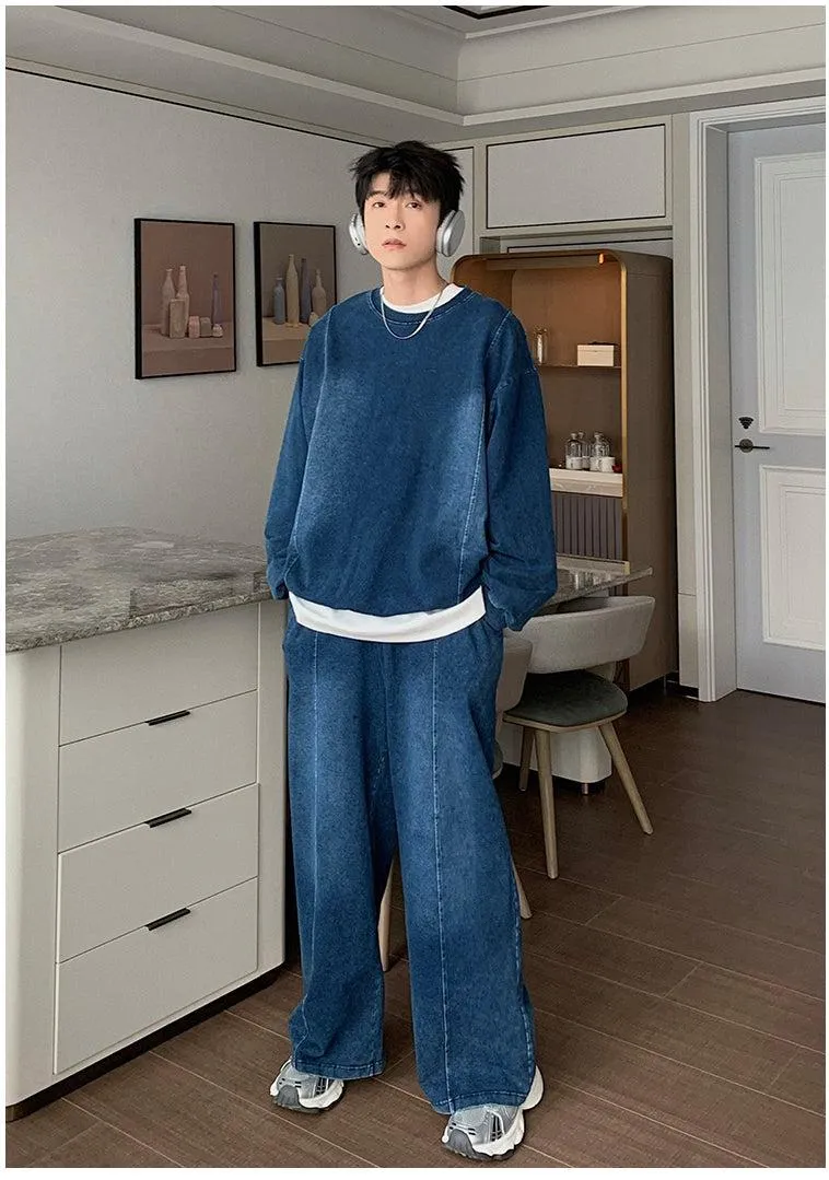 Crew Neck Denim Sweatshirt & Jeans