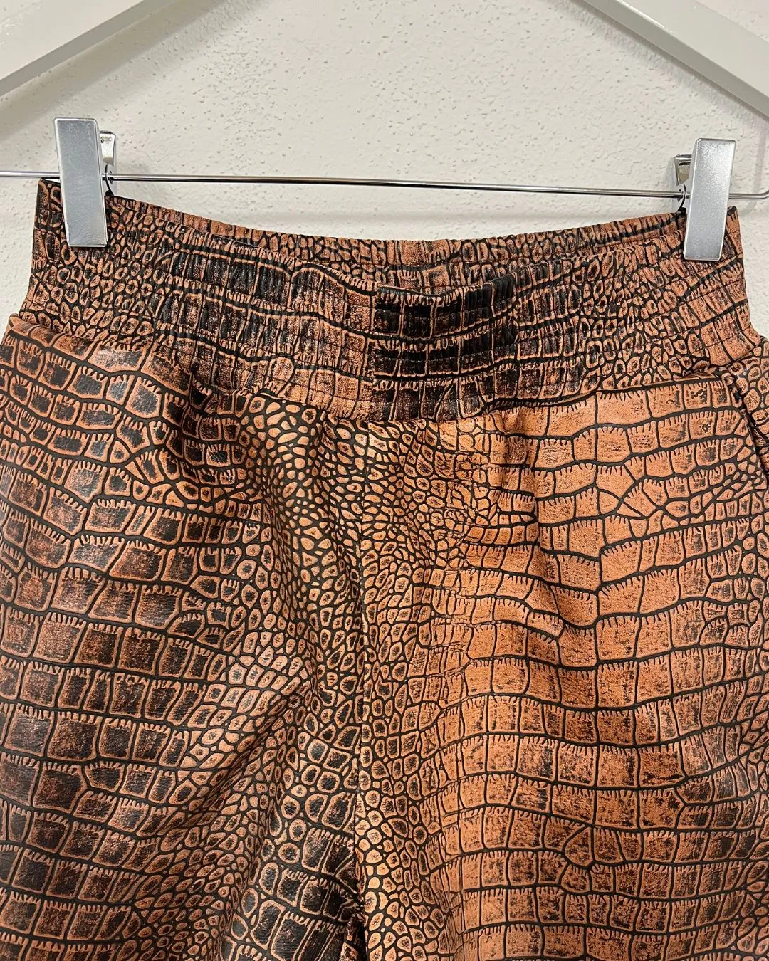 Croc leather shorts