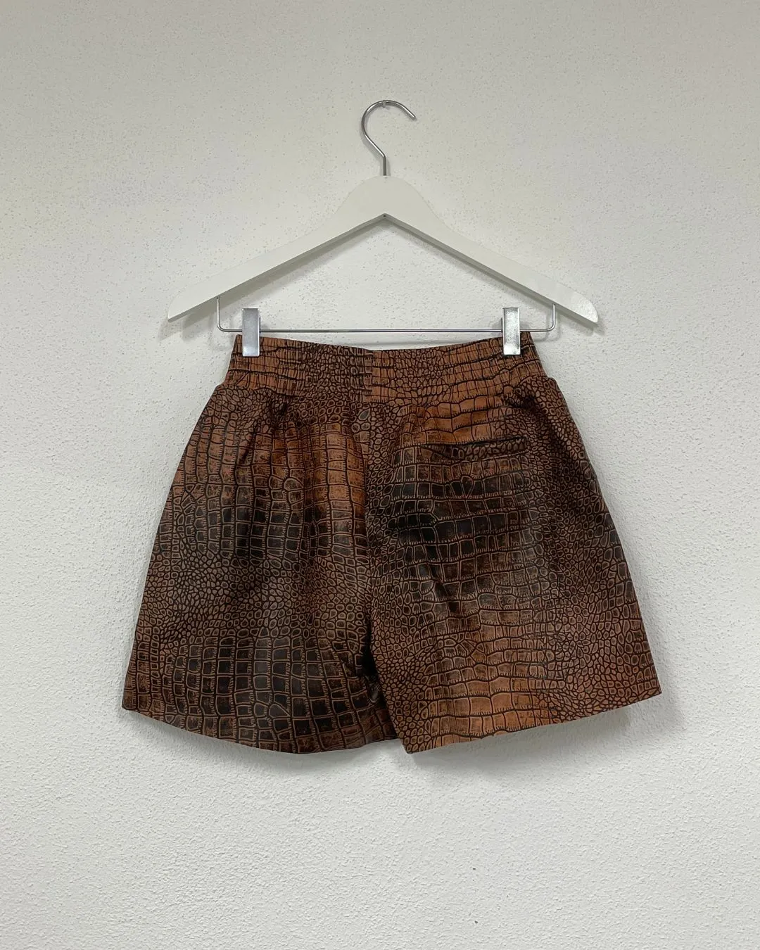 Croc leather shorts