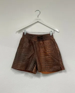 Croc leather shorts