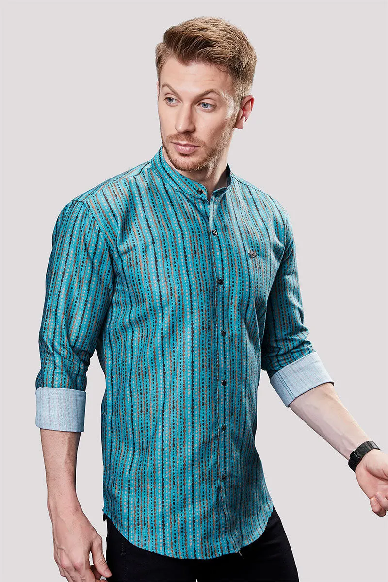 Darian Blue Stripe Printed Shirt