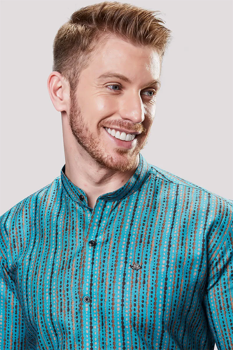 Darian Blue Stripe Printed Shirt