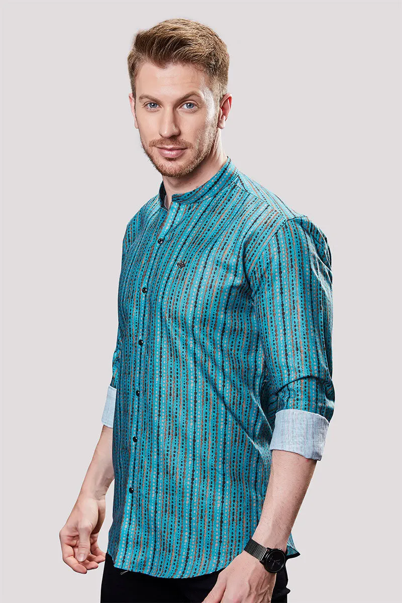 Darian Blue Stripe Printed Shirt